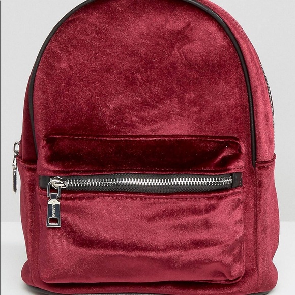 2/$20 Pull & Bear Velvet Maroon Backpack/Purse - Picture 2 of 7